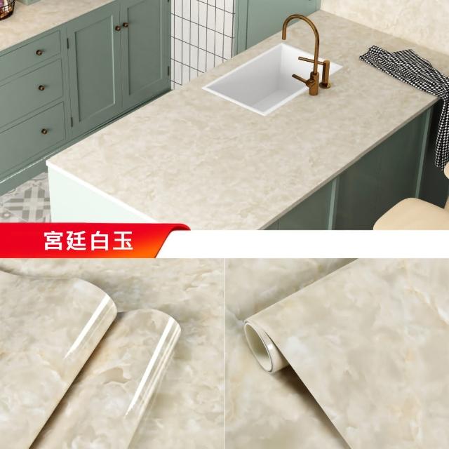 【KOTI 日安生活】仿真大理石紋防水防油自黏壁紙牆貼廚房壁貼家具貼紙60*500cm(背景牆家具翻新PVC)