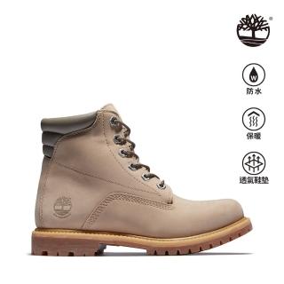 【Timberland】女款淺米色Waterville磨砂革6吋防水靴(A2M26269)