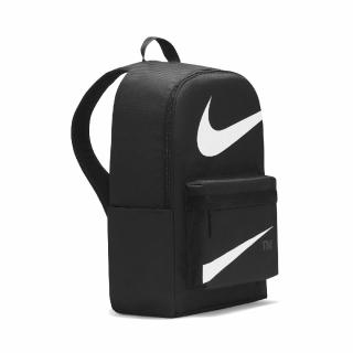 【NIKE 耐吉】後背包 Heritage Swoosh Bag 男女款 可放筆電 大勾 上學 百搭 黑 白(DJ7377-010)