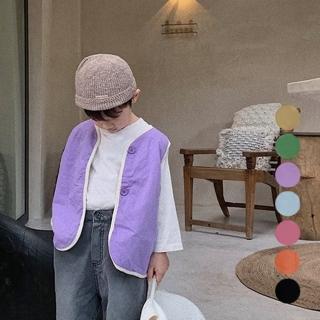 【橘魔法】繽紛多彩滾邊鋪棉背心(夾克 背心外套 兒童 童裝 中童 中性款 外搭 男童 女童)