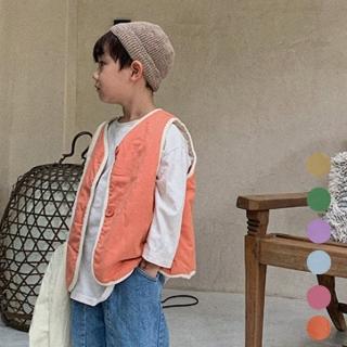 【橘魔法】繽紛多彩滾邊鋪棉背心(夾克 背心外套 兒童 童裝 中童 中性款 外搭 男童 女童)