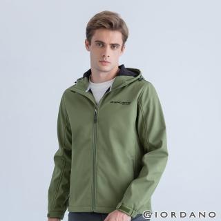 【GIORDANO 佐丹奴】男裝高機能胸前刺繡連帽外套(50 柏樹綠)