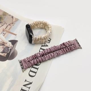 【LOYALTY】Apple Watch1/2/3/4/5/6/SE/S7雙股緞面大腸圈雙圈髮圈錶帶 4色(38/40/41/42/44/45mm)