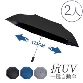 【TheLife 樂生活】嚴選 54吋超大一鍵自動傘2入(全遮光黑膠抗UV防曬晴雨傘折疊傘)