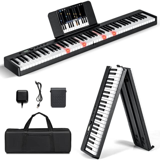 【BORA】加強版BX-20力度鍵盤LED跟彈學習88鍵折疊式電鋼琴(法國音源 重力 重錘 折疊電鋼 數位鋼琴)