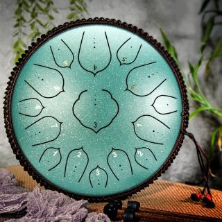 【美佳音樂】14吋15音D調 全新碳鋼/加厚鼓體 空明鼓 空靈鼓-星斑綠(鋼舌鼓/忘憂鼓/附鼓包)