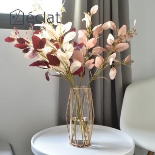 【Eclat】匠心花藝玻璃菱格金工藝術尤佳利仿真花藝組(尤佳利玫瑰金)