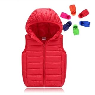 【橘魔法】素色連帽鋪棉背心(大童 過年 大紅 聖誕節 連帽背心 背心外套 夾克 中性款 男童 女童 童裝)