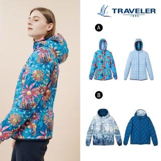 【TRAVELER 旅行者】男女款-獨特印花雙機能防水撥水羽絨外套_202TR914.915(防水羽絨外套)