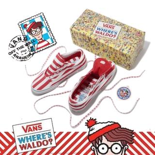 【VANS】休閒鞋 Old Skool 威利在哪裡 男女鞋 緩震 抓地 耐磨 條紋 聯名款 情侶鞋 紅 白(VN0A3WKT3UV)