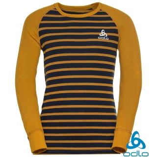 【ODLO】童 ECO 銀離子 保暖型 圓領 上衣(油棕/深藍寶石)