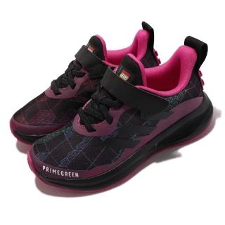 【adidas 愛迪達】慢跑鞋 FortaRun LEGO Move EL 愛迪達 樂高聯名 魔鬼氈 避震 童鞋 黑 紫(G57946)