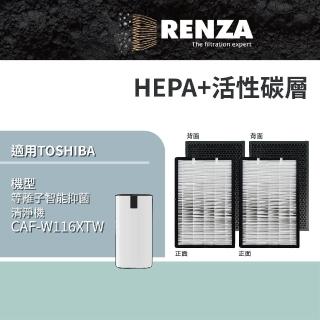 【RENZA】濾網 適用 TOSHIBA 東芝等離子智能抑菌清淨機 CAF-W116XTW 左右兩片裝(CAF-W116XTW)