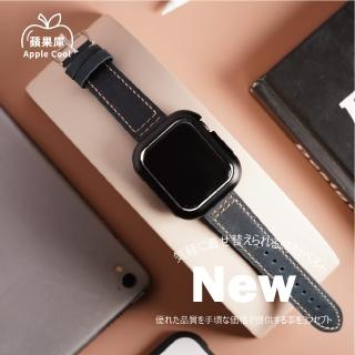 【蘋果庫Apple Cool】Apple Watch S7/6/SE/5/4 38/40/41mm 瘋馬復古真皮帶
