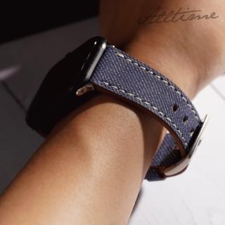 【ALL TIME 完全計時】Apple Watch S7/6/SE/5/4 38/40/41mm 單寧牛仔紋真皮錶帶