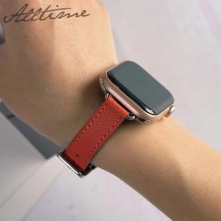 【ALL TIME 完全計時】Apple Watch S7/6/SE/5/4 42/44/45mm 細款質感手工風真皮錶帶
