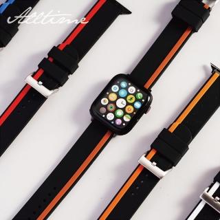 【ALL TIME 完全計時】Apple Watch S7/6/SE/5/4 42/44/45mm 健身舒適SIMPLE線條防水矽膠錶帶