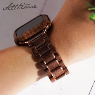 【ALL TIME 完全計時】Apple Watch S7/6/SE/5/4 38/40/41mm 北歐風清新木質錶帶