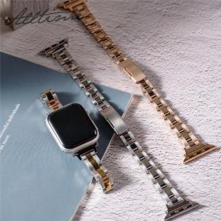 【ALL TIME 完全計時】Apple Watch S7/6/SE/5/4 42/44/45mm 細版精緻三排鋼錶帶