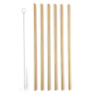 【TaylorsEye】清潔刷+不鏽鋼直吸管6入(銅21.5cm)