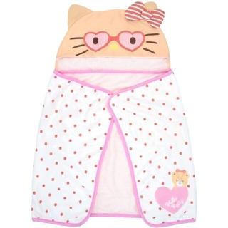 【小禮堂】Hello Kitty 造型連帽涼感毯 50x100cm 《棕大臉款》(平輸品)