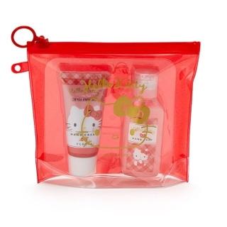 【小禮堂】Hello Kitty 護手霜洗手露組 附夾鏈袋 《日常美妝》(平輸品)