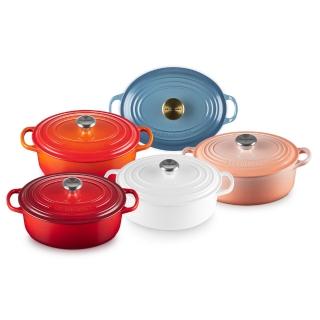 【Le Creuset】法製琺瑯鑄鐵鍋橢圓鍋23cm(藍色迷霧/櫻桃紅/蜜桃橙/火焰橘/雪花白 5色選1)