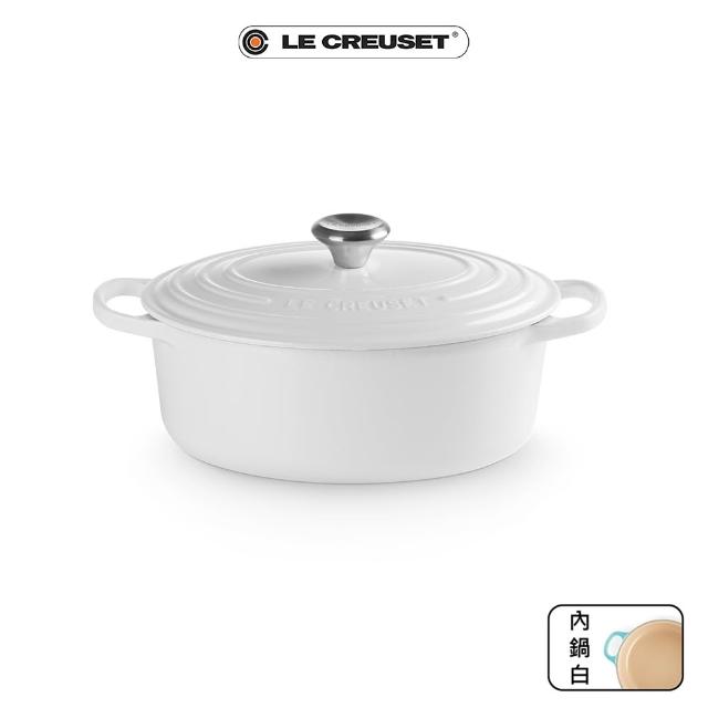 【Le Creuset】琺瑯鑄鐵鍋橢圓鍋23cm(藍色迷霧/櫻桃紅/蜜桃橙/火焰橘/雪花白 5色選1)