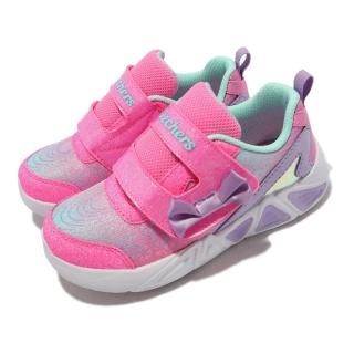 【SKECHERS】休閒鞋 S Lights-Tri-Brights 童鞋 燈鞋 發光 蝴蝶結魔鬼氈 緩衝 中小童 粉(302654-NPKLV)