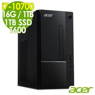 【Acer 宏碁】ATC-875 繪圖電腦 i7-10700/16G/1TSSD+1TB/T600 4G/W10/Aspire(十代i7八核心 獨顯雙碟)