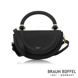 【BRAUN BUFFEL 德國小金牛】台灣總代理 雅典娜 半月形手提包-黑色(BF680-46-BK)