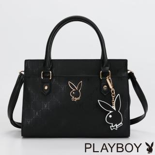 【PLAYBOY】手提包附長背帶 Brilliant系列(黑色)