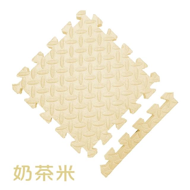 【MOMOTARO 桃太郎地墊】台灣製極厚2.5CM拼接超Q樹葉紋32x32無毒防滑巧拼地墊-附邊條(16片裝-約0.5坪)