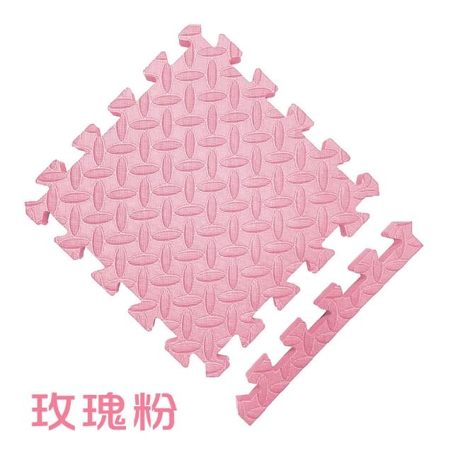【MOMOTARO 桃太郎地墊】台灣製極厚2.5CM拼接超Q樹葉紋32x32無毒防滑巧拼地墊-附邊條(16片裝-約0.5坪)
