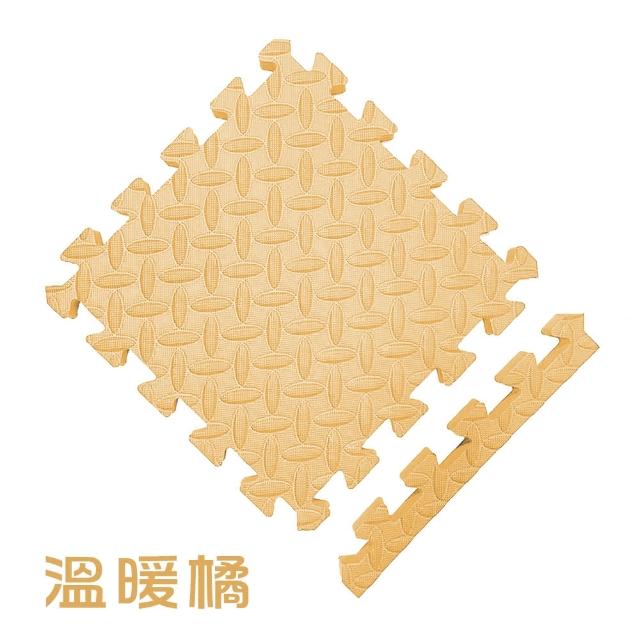 【MOMOTARO 桃太郎地墊】台灣製極厚2.5CM拼接超Q樹葉紋32x32無毒防滑巧拼地墊-附邊條(16片裝-約0.5坪)