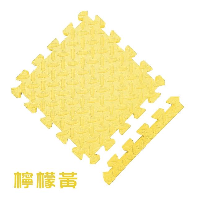【MOMOTARO 桃太郎地墊】台灣製極厚2.5CM拼接超Q樹葉紋32x32無毒防滑巧拼地墊-附邊條(16片裝-約0.5坪)
