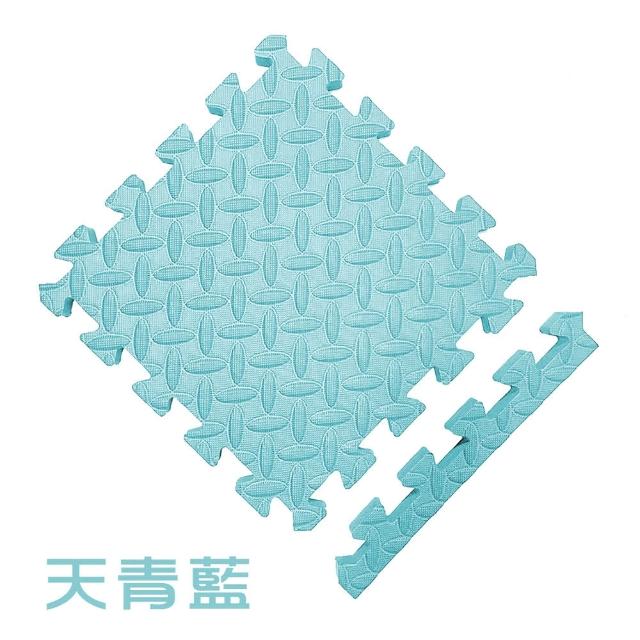 【MOMOTARO 桃太郎地墊】台灣製極厚2.5CM拼接超Q樹葉紋32x32無毒防滑巧拼地墊-附邊條(16片裝-約0.5坪)