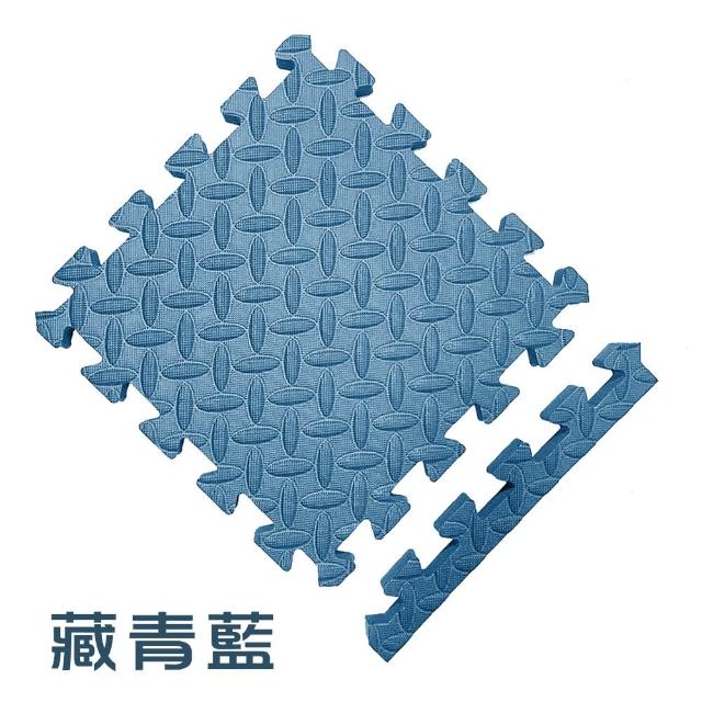 【MOMOTARO 桃太郎地墊】台灣製極厚2.5CM拼接超Q樹葉紋32x32無毒防滑巧拼地墊-附邊條(16片裝-約0.5坪)