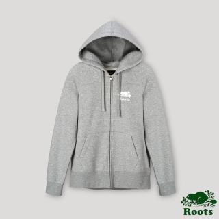 【Roots】Roots 女裝- 海狸LOGO金蔥連帽外套(灰色)