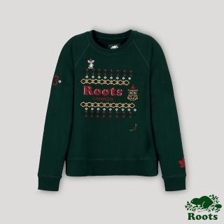 【Roots】Roots 女裝- 經典傳承系列 十字繡圓領上衣(深綠色)