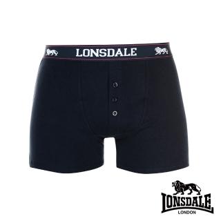 【LONSDALE 英國小獅】英倫紳士-鈕扣平口褲2入(深藍 LT422013)