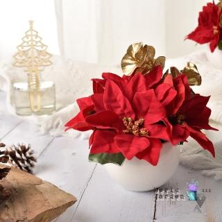【Meric Garden】高仿真手工限定聖誕紅小盆栽
