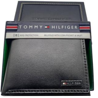 【Tommy Hilfiger】TOMMY 小鐵牌3卡零錢袋男短夾禮盒組-帥氣黑(黑色 31tl130049)