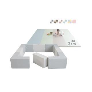 【PatoPato】Hipopo方塊遊樂圍欄8入組+嬰幼兒60ｘ60ｘ2cm雙色地墊x12片(圍欄地墊超值組)
