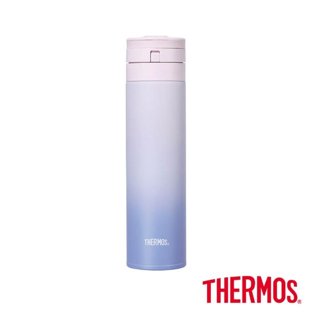 【THERMOS膳魔師】買1送1_漸層不鏽鋼超輕量自動上鎖真空保溫瓶450ml 共2入(JNS-453)