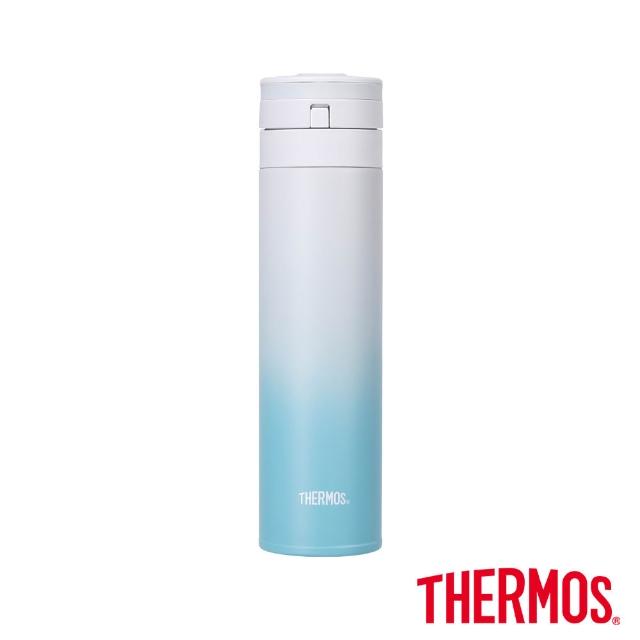 【THERMOS膳魔師】買1送1_漸層不鏽鋼超輕量自動上鎖真空保溫瓶450ml 共2入(JNS-453)