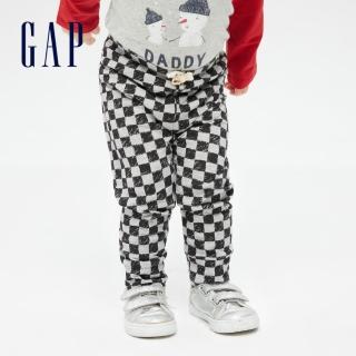 【GAP】嬰兒 布萊納系列 純棉針織褲(771578-灰黑棋盤格)