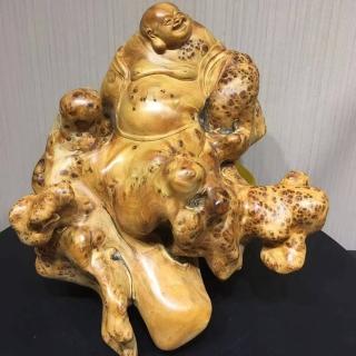 【桃花源創意工坊】飛天彌勒崖柏瘤(木雕)