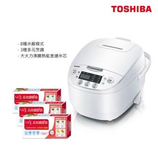 【TOSHIBA 東芝】本厚釜多功能微電腦10人份電子鍋 RC-18DHNTW(USii 高效鎖鮮袋-立體袋L 3入 超值組)