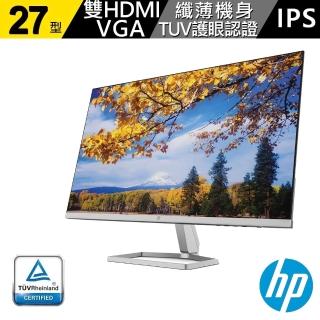 【HP 惠普】M27f 27型 IPS 三邊美型窄邊框顯示器